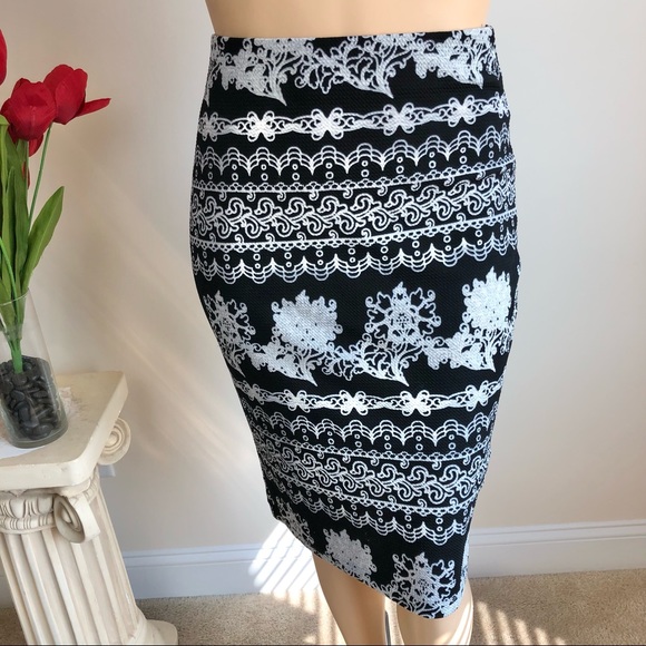 🛍️2/$20 Geometric Black & White Plus Size Pencil Skirt - Picture 1 of 4